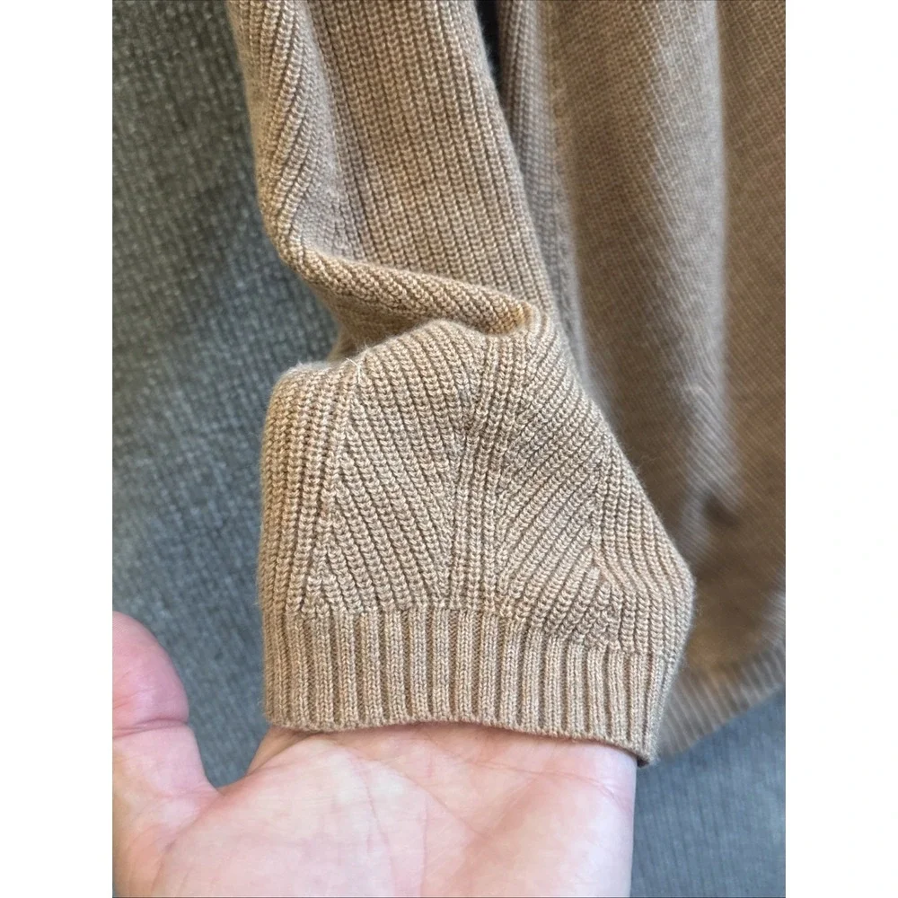 TITLE NINE | Extra Fine Merino Wool Blend Contrast Details Sweater Tan Sz Large